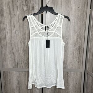 Joe's Top White Color Sleeveless Lace and Solid Size S NWT